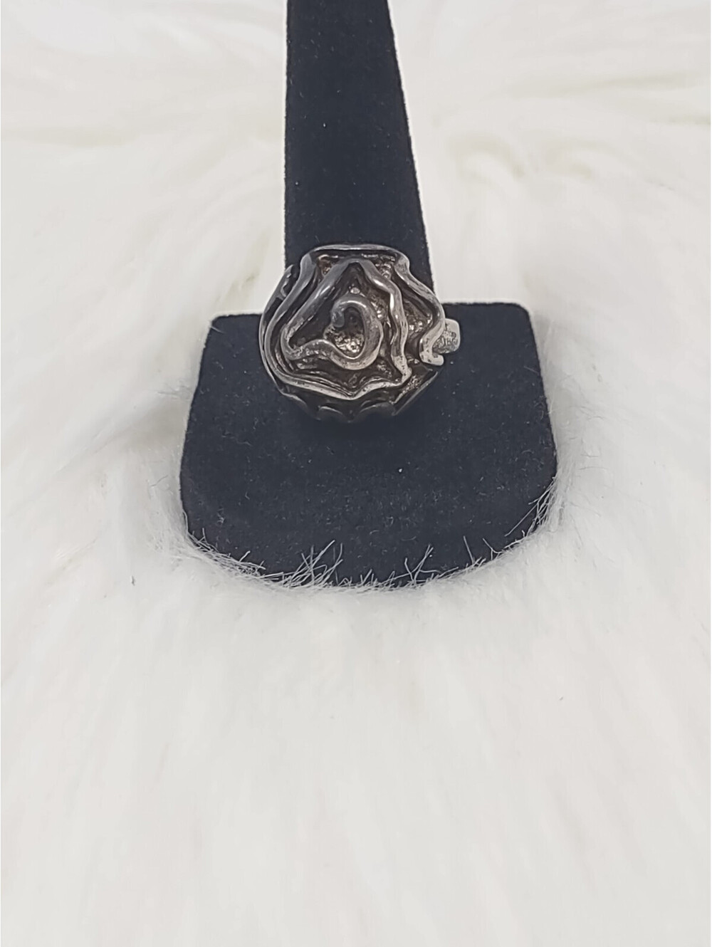 Bold Modernist Sterling Silver Abstract Rose Ring Sz 8 9.5g